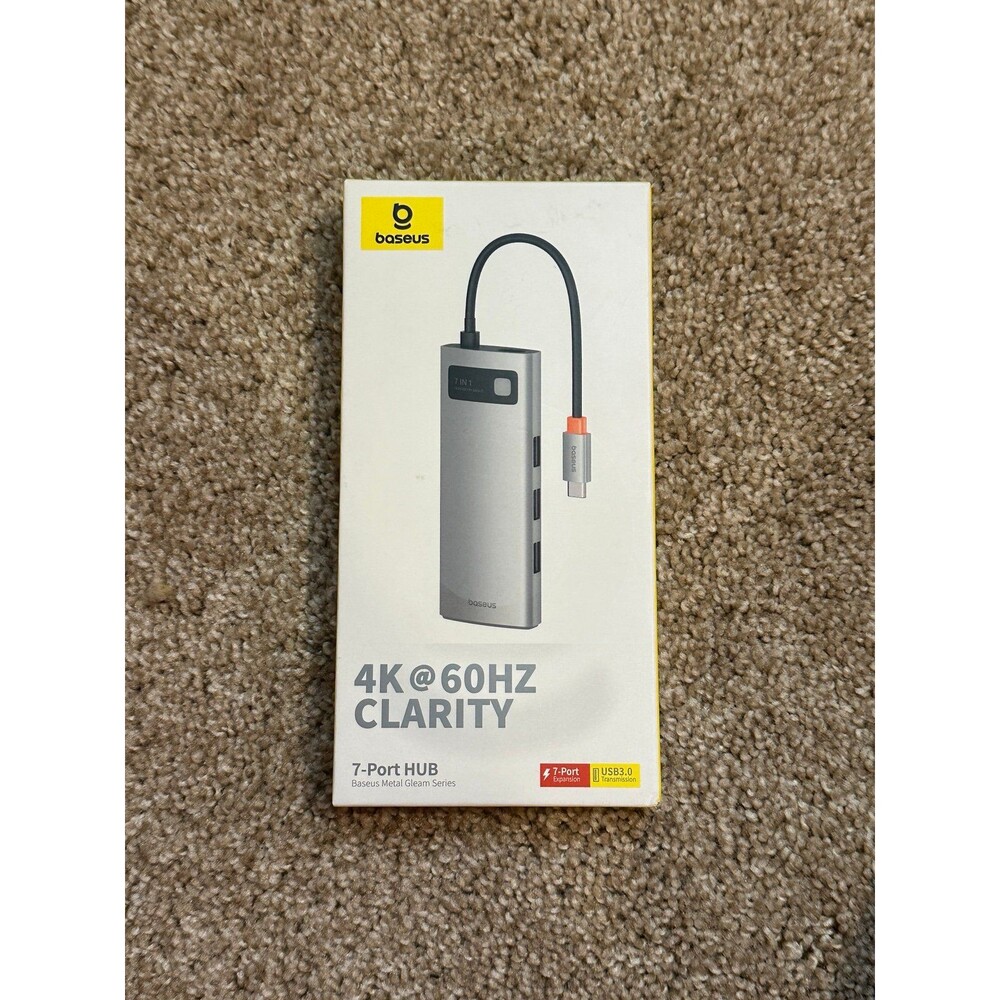 Hub 7in1 Baseus Gleam, USB-C to 1x HDMI4K 60Hz 3x USB3.0 1x PD 1x SD/TF (gray)